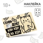 Наклейка на банковскую карту «Скинь денег», 8,5 х 5,4 см 10418697 - фото 12982105