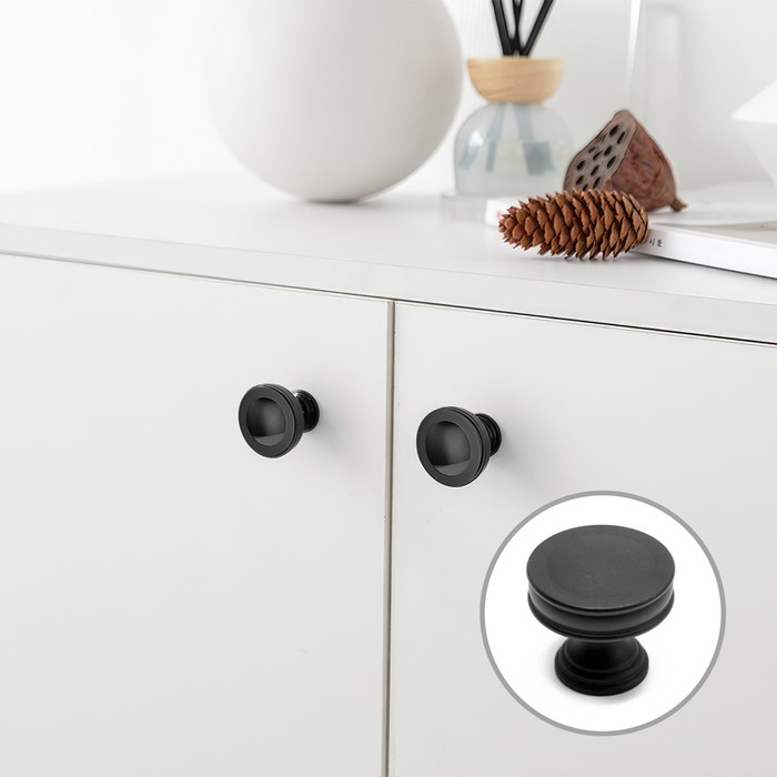Ручка-кнопка CAPPIO PK324, d=30 мм, цвет черный, 8 шт. - Фото 1