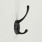 Крючок мебельный ТУНДРА TKD002 LIGHT, двухрожковый, черный, 4 шт. - фото 809639624