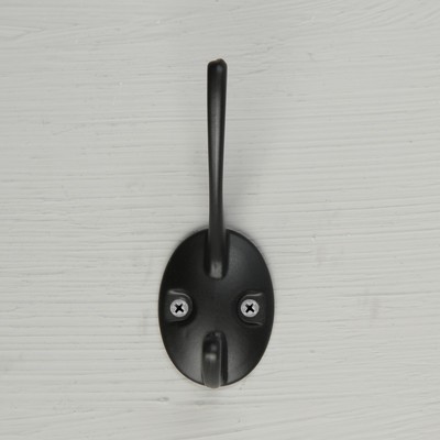 Крючок мебельный ТУНДРА TKD002 LIGHT, двухрожковый, черный, 4 шт.