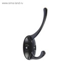 Крючок мебельный ТУНДРА TKD002 LIGHT, двухрожковый, черный, 4 шт. - фото 809639628