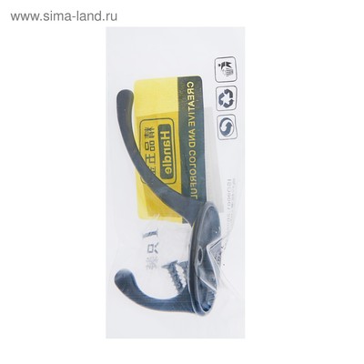 Крючок мебельный ТУНДРА TKD002 LIGHT, двухрожковый, черный, 4 шт.