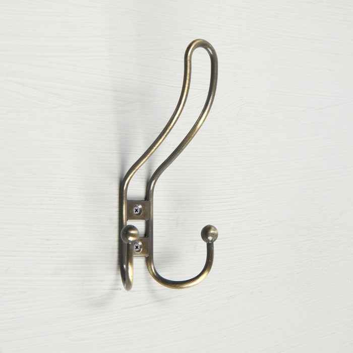 Крючок мебельный ТУНДРА TKT002, трехрожковый, бронза, 4 шт. TMP