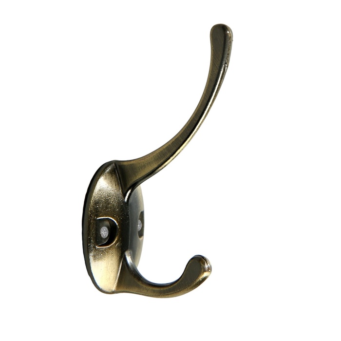 Крючок мебельный ТУНДРА TKd=002, двухрожковый, бронза, 4 шт. TMP