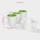 Кружки Доляна «Палитра», 350 мл, набор 4 шт., фарфор, белые, зелёные - Фото 2