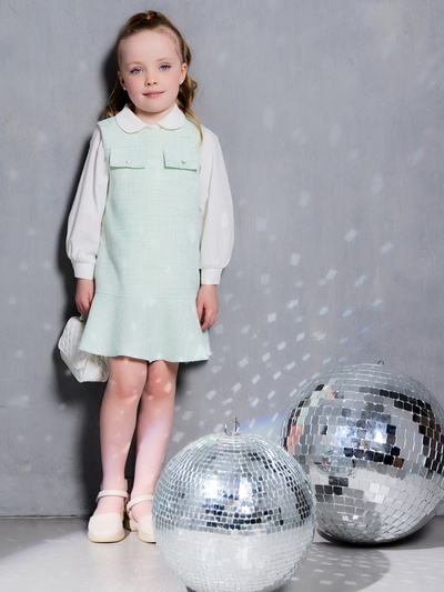 Сарафан для девочки, MINAKU: Party Dress, зеленый, рост 104 см