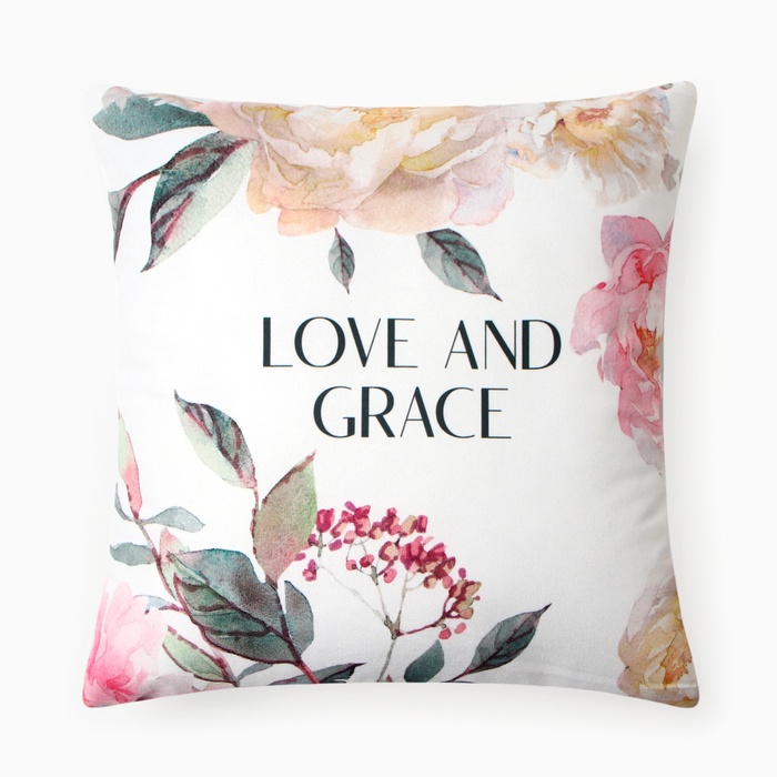 Подушка декоративная «Этель» Love and grace, 40×40 см, велюр - Фото 1