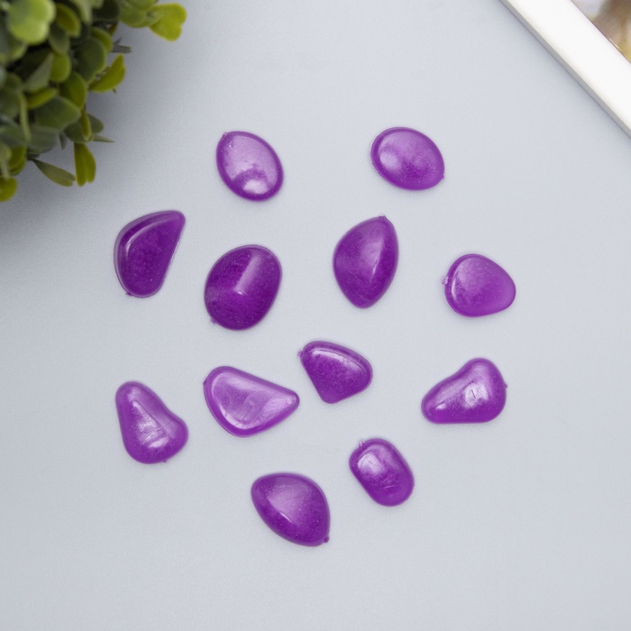 Декор для творчества пластик светится в темноте «Фиолетовые камешки», набор 12 шт.