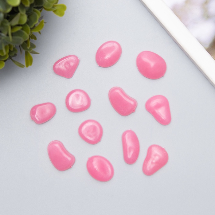 Декор для творчества пластик светится в темноте «Розовые камешки», набор 12 шт.