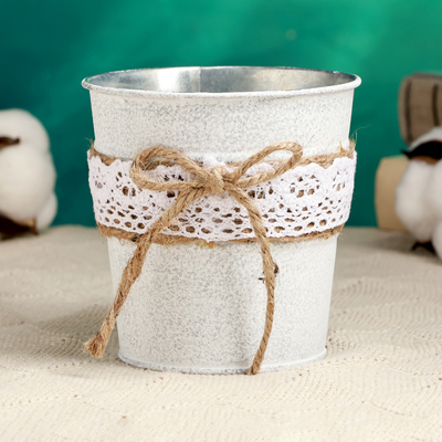 Кашпо «Ведёрко Линдберг», 10×10×10 см, белое