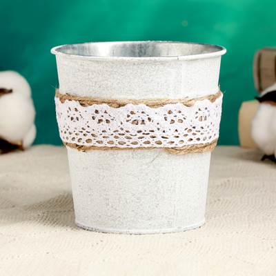 Кашпо «Ведёрко Линдберг», 10×10×10 см, белое