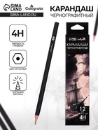 Карандаш художественный Calligrata TOP, чернографитный, 4H, шестигранный - Фото 1