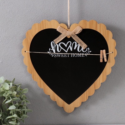 Панно настенное МДФ «Меловая доска. Сердце», декор, с прищепками, 1×28.5×29.5 см