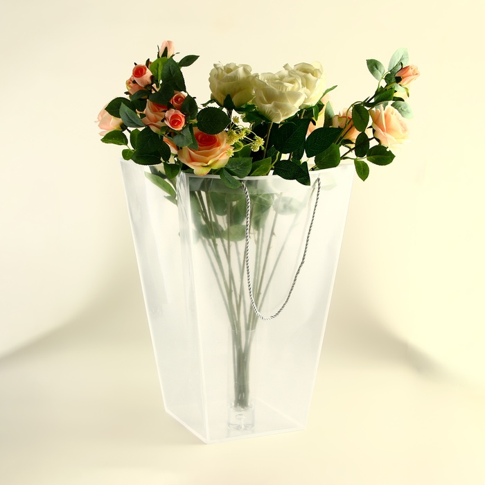 Сумка для цветов прозрачная с каймой, влагостойкая, 47×34×19 см - Фото 1