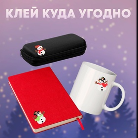 Наклейки новогодние детские «Снеговики», 6 шт.