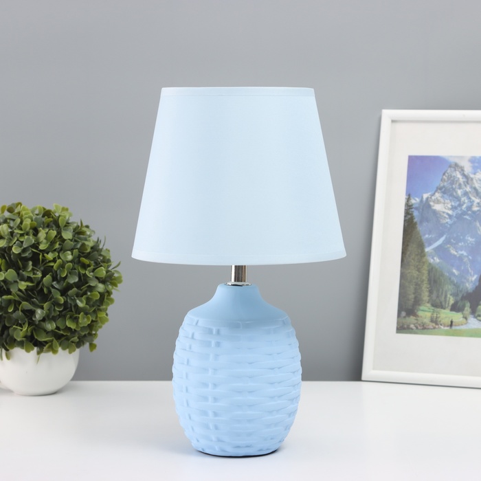 Лампа настольная «Плетение» 1×40 Вт Е14 голубой 19.5×19.5×35.5 см - Фото 1