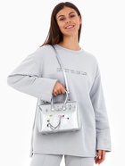 Сумка женская на клапане, цвет серебряный - фото 809360983