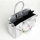 Сумка женская TEXTURA, на клапане, 24×19×14 см, серебристая - Фото 11