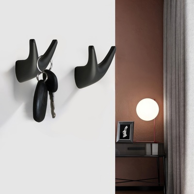 Крючок мебельный CAPPIO GOAT, двухрожковый, цвет черный, 3 шт.