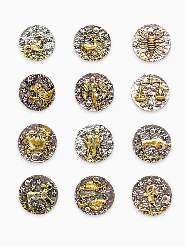 Значок «Знаки зодиака» ассорти, золото в серебре - Фото 1