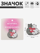 Значок «Котики» влюблённые, цветной в чёрном металле - Фото 5