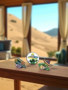 Набор значков (3 шт.) «Кактусы», цветные в чёрном металле - Фото 5