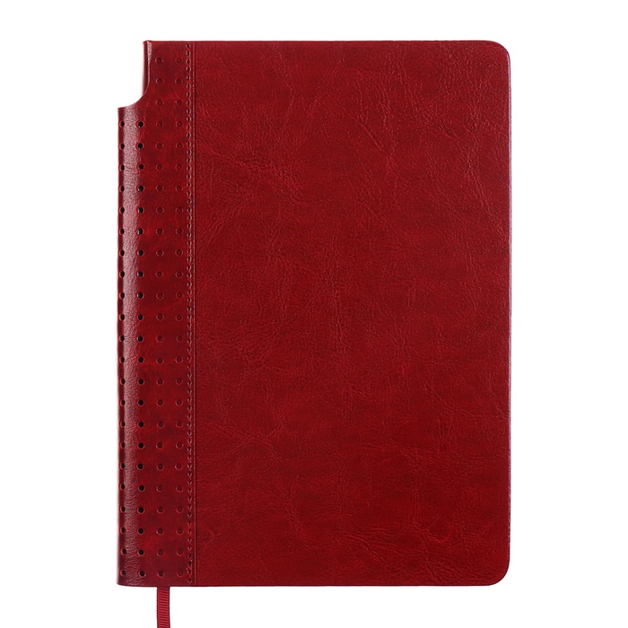 

Ежедневник недатированный А5, 160 листов ESCALADA, твердая обложка из искусственной кожи, перфорация, блинтовое тиснение, ляссе, кремовый блок 70г/м2, красный