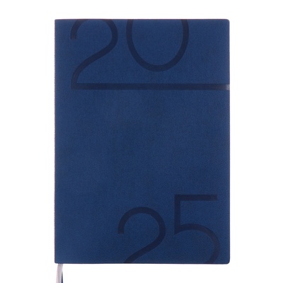 Ежедневник датированный 2025, А5+, 176 листов ESCALADA, мягкая обложка из искусственной кожи, блинтовое тиснение, ляссе, кремовый блок 70 г/м², синий