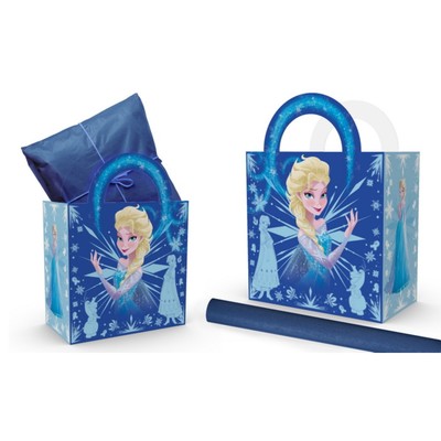 Пакет подарочный с упаковочной бумагой тишью, 22×22×12 см, Холодное сердце