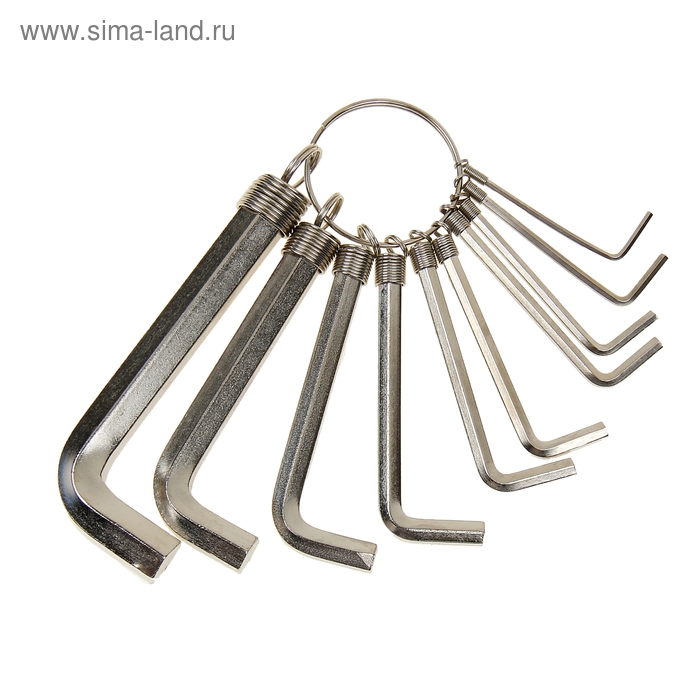 Набор ключей имбусовых Sparta, 1.5–10 мм, 10 шт, никелированный, на кольце - Фото 1