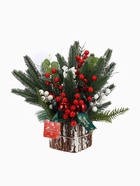Новогодняя композиция на стол «Зимнее волшебство. Яркая сказка» пластик, ягоды, шары, бант, 35 см - Фото 7