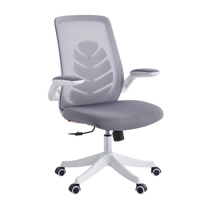 Кресло компьютерное офисное Chairman CH565? с подлокотником, на колёсиках, сетка/ткань, цвет серый/белый пластик