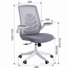 Кресло компьютерное офисное Chairman CH565? с подлокотником, на колёсиках, сетка/ткань, цвет серый/белый пластик - Фото 2