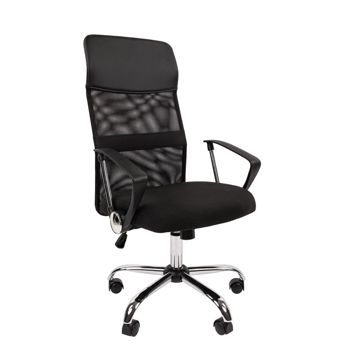 Кресло офисное для руководителя Chairman 610, с подлокотником, на колёсиках, сетка/ткань, цвет чёрный - Фото 1