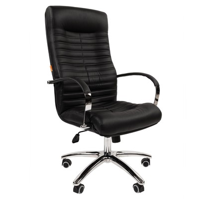 Кресло офисное для руководителя Chairman 480, с подлокотником, на колёсиках, экокожа, цвет чёрный