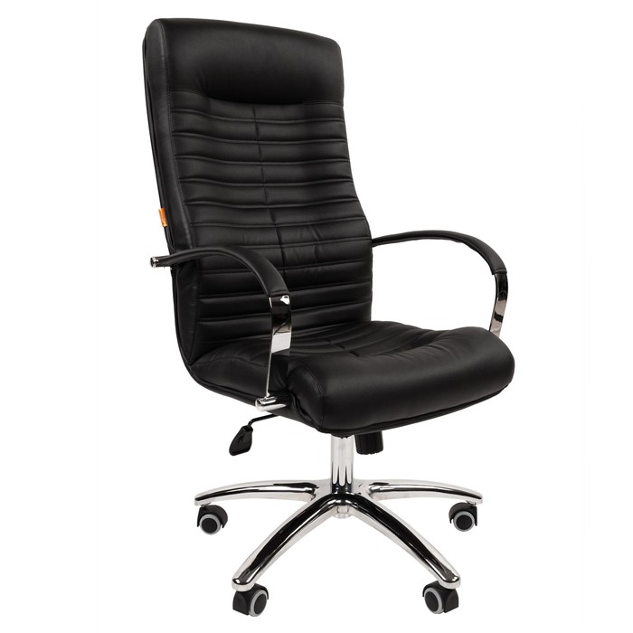 Кресло офисное для руководителя Chairman 480, с подлокотником, на колёсиках, экокожа, цвет чёрный - Фото 1
