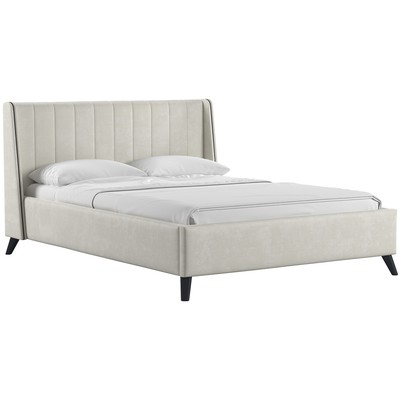 Кровать двуспальная «Мелисса НР Тори 56», 1600×2000 мм, велюр, цвет серый – бежевый