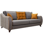 Диван прямой «Френсис ТД 259», механизм книжка, обивка велюр амиго, цвет серый/жёлтый  (артикул 10789677)  большой выбор товаров оптом и в розницу по низким ценам с доставкой