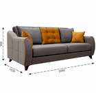 Диван прямой «Френсис ТД 259», механизм книжка, обивка велюр амиго, цвет серый/жёлтый  (артикул 10789677)  большой выбор товаров оптом и в розницу по низким ценам с доставкой