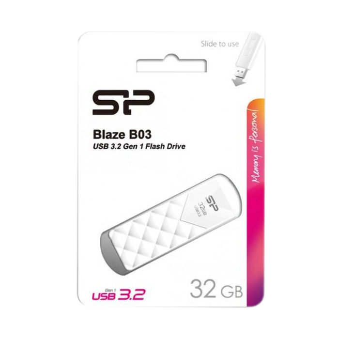

Флешка Silicon Power Blaze B03, 32 Гб, USB 3.2, белая