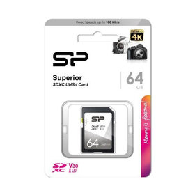 Карта памяти SDXC 64 Gb Silicon Power Superior 100Mb/s UHS-I U3 V30 100/80Mb/s SP064GBSDXCV   108049