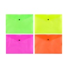 Набор папок-конвертов на кнопке 4 штуки, А4, 180 мкм, Calligrata Neon, полупрозрачные, неоновый МИКС - Фото 3