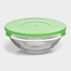 УЦЕНКА Набор стеклянных салатников Доляна «Классика», с крышками, 5 предметов: 900 мл (17×7.6 см), 500 мл (16×6 см), 350 мл (12.5×5.4 см), 200 мл (10.5×4.5 см), 130 мл (9×3.7 см), цвет зелёный - Фото 3