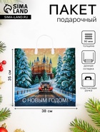Пакет подарочный новогодний «Сказочный путь», полиэтиленовый с пластиковой ручкой, 38×35 см, 90 мкм - Фото 1