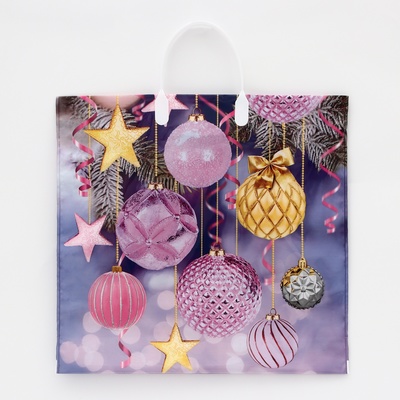 Пакет новогодний «Карамельки», полиэтиленовый с пластиковой ручкой, 38×35 см, 90 мкм