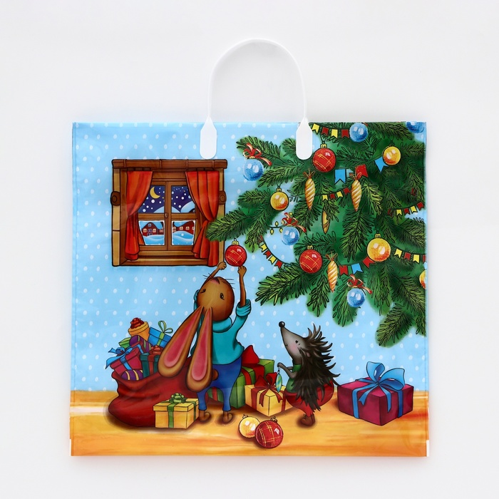 Пакет подарочный новогодний «История игрушек», полиэтиленовый с пластиковой ручкой, 38×35 см, 90 мкм - Фото 1