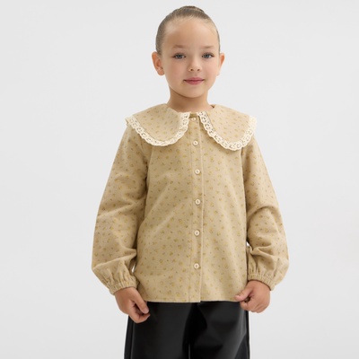 Рубашка для девочки из фланели KAFTAN, бежевая, размер 34 (122-128 см)