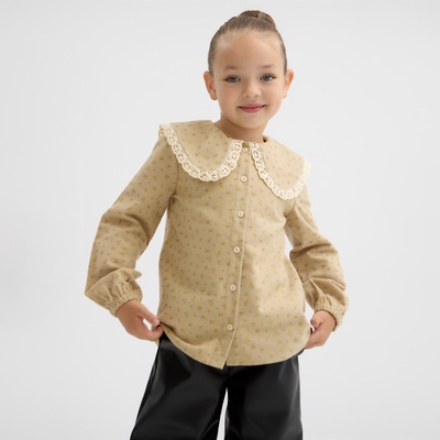 Рубашка для девочки из фланели KAFTAN, бежевая, размер 34 (122-128 см)