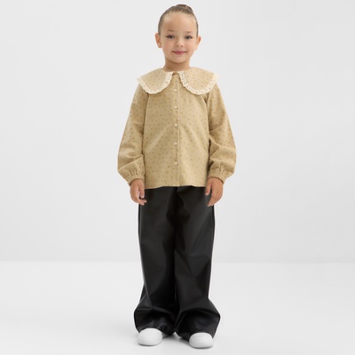 Рубашка для девочки из фланели KAFTAN, бежевая, размер 34 (122-128 см)