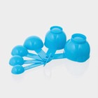 Набор мерных ложек Доляна «Маэстро», 7 предметов: стакан 500 мл, ложки, пластик, голубой - Фото 5